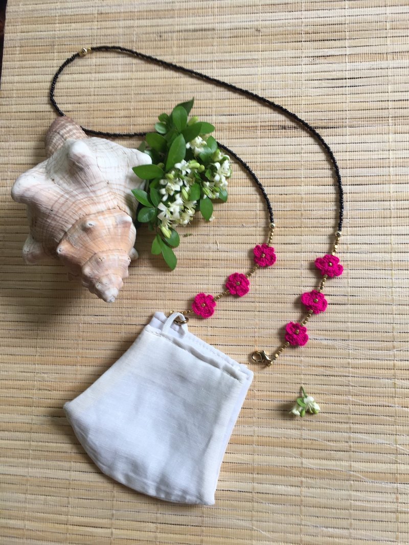 口罩鍊 littleflower crochet no.8 - 口罩/口罩收納套 - 貴金屬 粉紅色