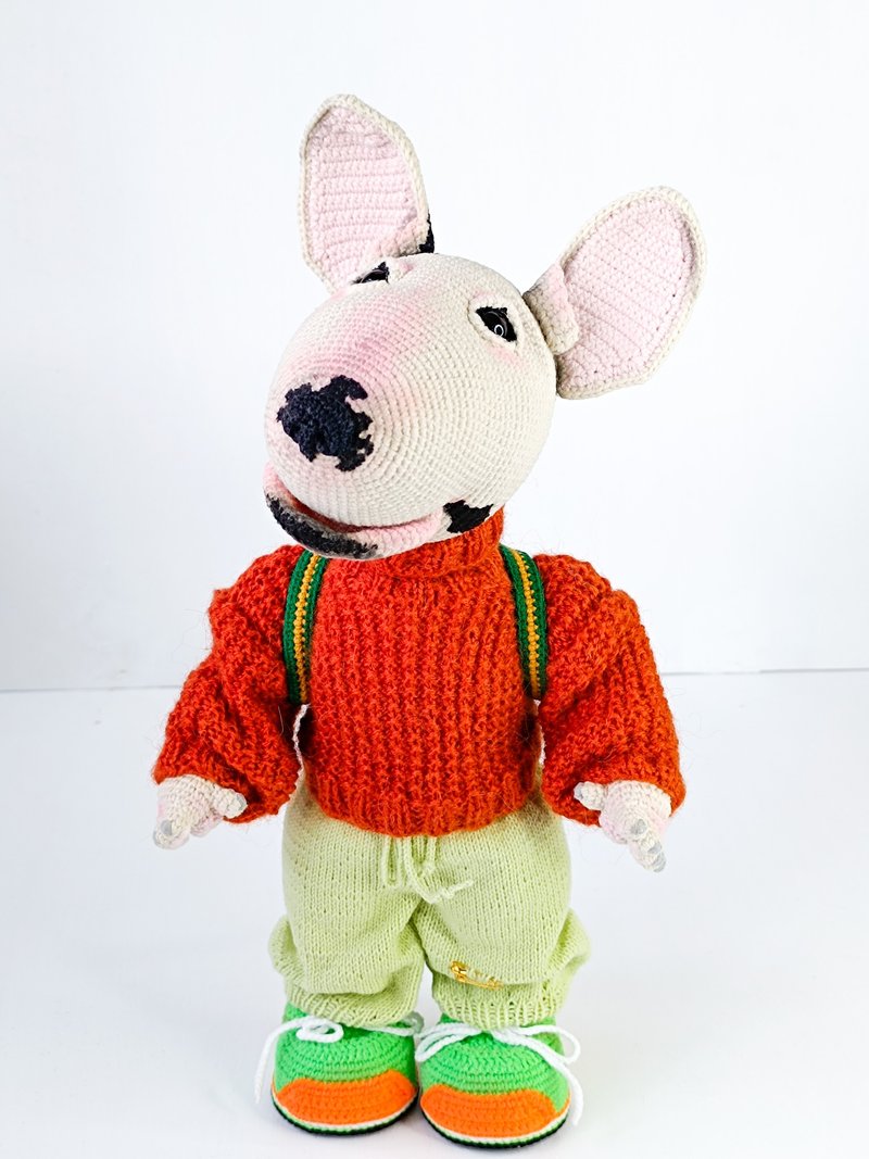 牛梗小狗狗毛绒玩具手工钩编。 毛绒动物可爱的狗娃娃 - 公仔/玩偶 - 其他材質 多色