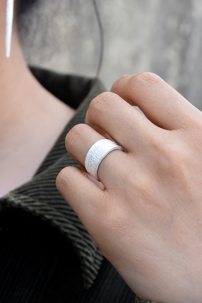 Original handmade 925 Silver cuttlebone textured open ring only one piece - General Rings - Sterling Silver Silver