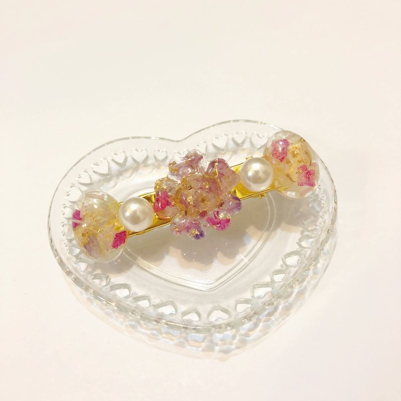 Flower Pearl Hairpin Handmade Dry Flower Japanese Resin Real Flower - เครื่องประดับผม - เรซิน สึชมพู