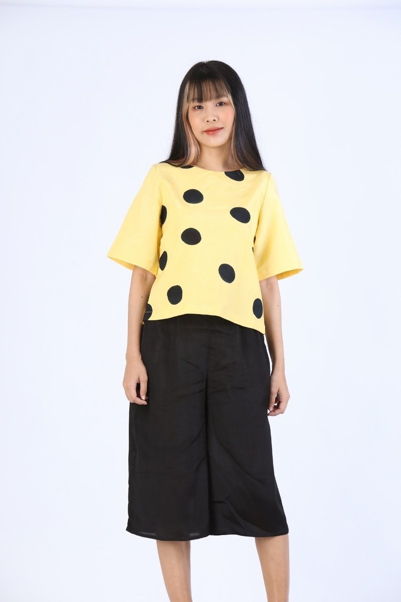 Blouse Kimono Cotton Silk Hand paint For Summer Beach - 女上衣/長袖上衣 - 棉．麻 黃色