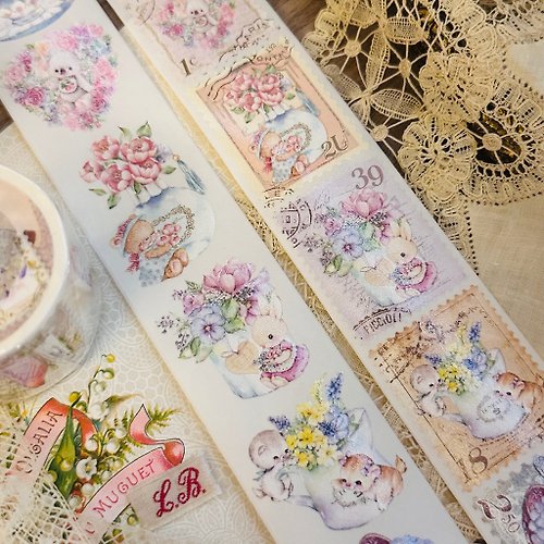 Lilly Bloom 3.5CM水彩和紙紙膠帶【all pretty stamps for you!】5米附離型紙