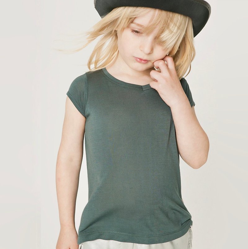 Swedish children's clothing breathable skin-friendly tops from 2 to 12 years old - เสื้อยืด - ผ้าฝ้าย/ผ้าลินิน สีเทา