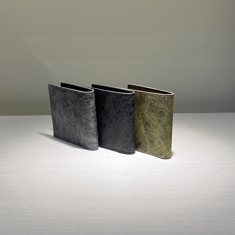 SWEETBURDEN Silk Cowhide-Billfold Wallet , real cowhide,handmade - กระเป๋าสตางค์ - หนังแท้ สีเทา