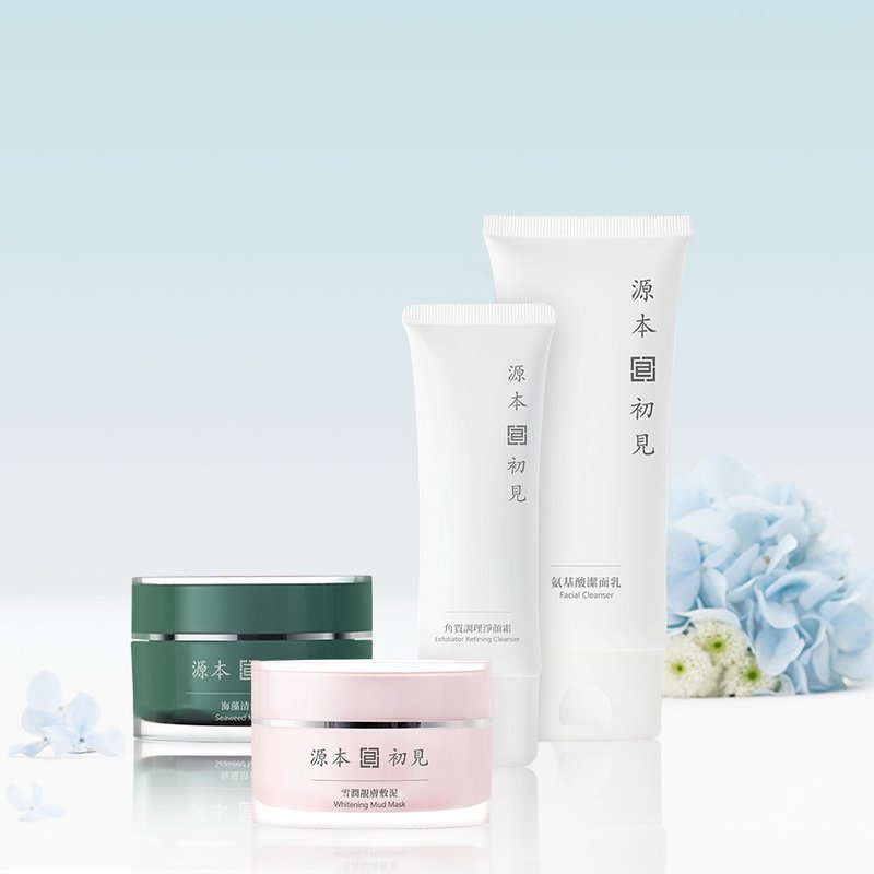 淨顏親膚組 - 氨基酸潔面乳 角質霜 敷泥 2件組 FG標章 溫和清潔  - 臉部清潔/洗面乳/卸妝 - 其他材質 白色