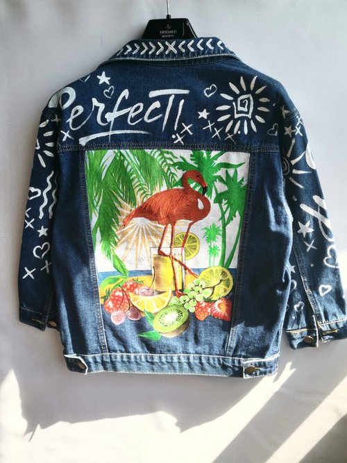 Women's Hand Painted Denim Jacket-Pow – Stylestone