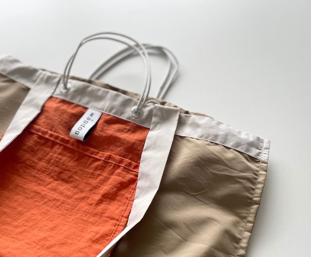 DAILY 2wayトートバッグ / カラーブロック beige × orange