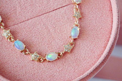 roseandmarry Natural Opal Bracelet Silver 925 With 18K Rose gold Plated