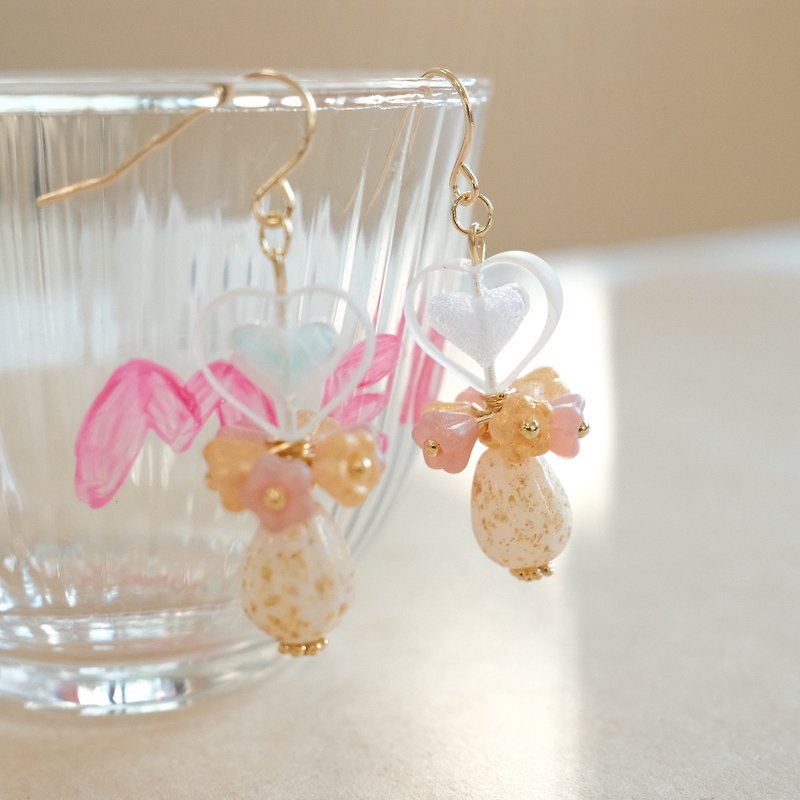 ••• meringue frosting••• - Earrings & Clip-ons - Glass Pink