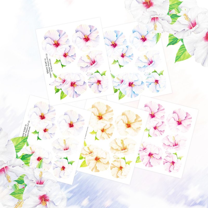August theme, Flowers of K - 貼紙 - 紙 粉紅色