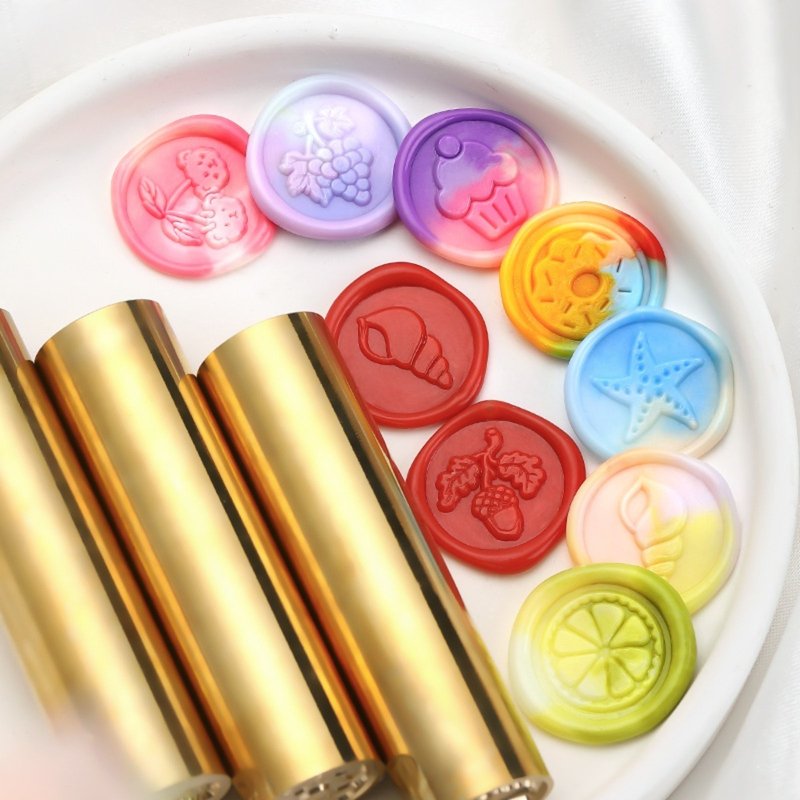 Wax seal Stamp, Brass solid cylinder, double-sided engraving cartoon wax stamp - ตราปั๊ม/สแตมป์/หมึก - ทองแดงทองเหลือง 