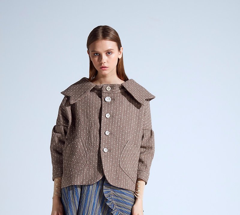 moi non plus Dani Dot Wool Coat-Beige - Women's Casual & Functional Jackets - Wool Khaki