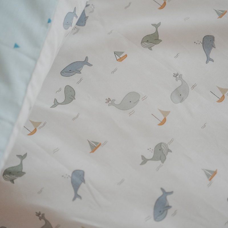 Whale Roam 100% combed cotton bed bag set made in Taiwan [a set exceeding the limit] - Bedding - Cotton & Hemp White