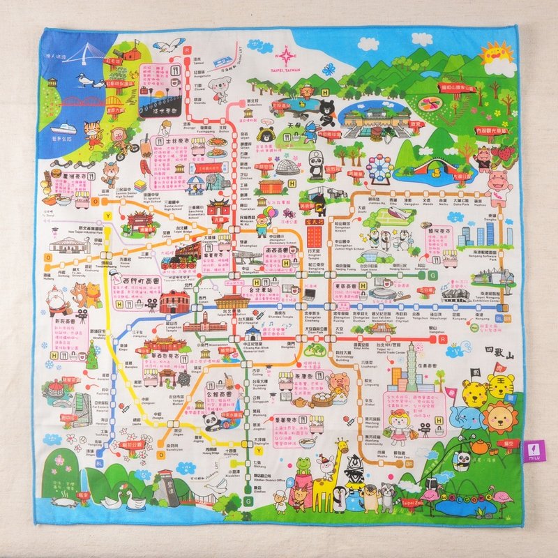 來趟台北輕旅行 / 第八代台北吃喝玩樂捷運地圖手帕 / 純棉 - 手帕 - 棉．麻 