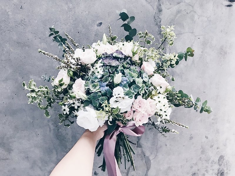 Wedding Bouquet!!【邱比特與賽姬】鮮花 捧花 綠白色 自然 - 乾燥花/永生花 - 植物．花 綠色