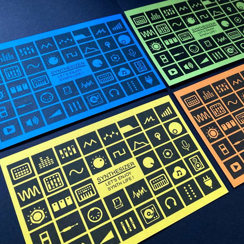 【ポストカード】シンセアイコンポストカード4枚セット　Vivid Tone Set - 卡片/明信片 - 紙 黃色
