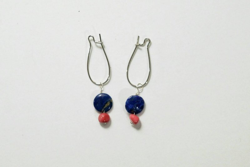 [Blueberries] Handmade X natural stone earrings person (lapis lazuli, car) - Earrings & Clip-ons - Gemstone 