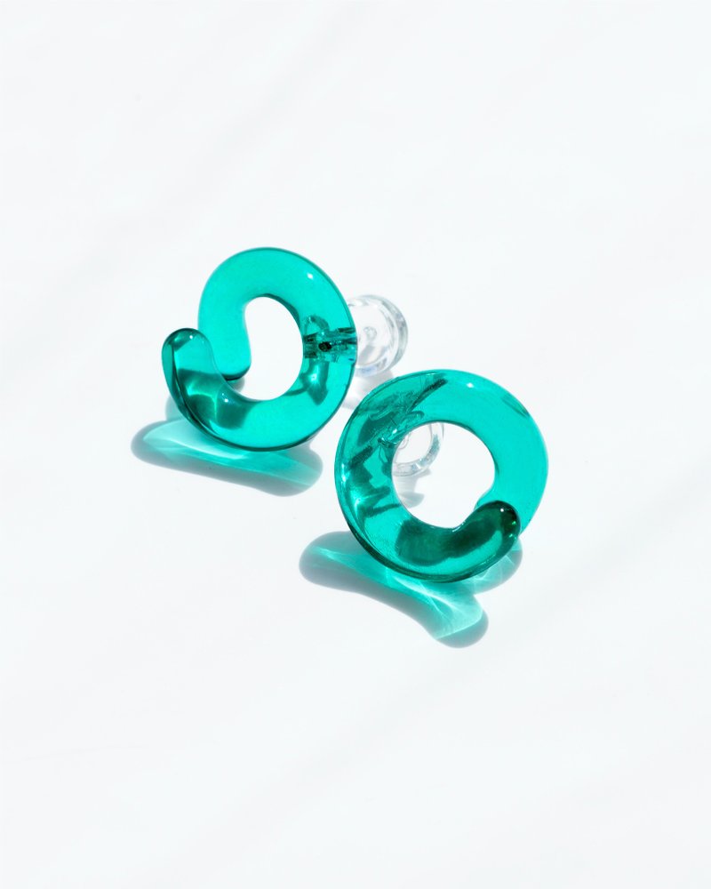 Handcrafted Knot Glass Earrings - Earrings & Clip-ons - Glass Green