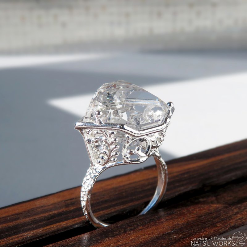 ハーキマーダイヤ リング / Herkimer Diamond Ring 1 - 戒指 - 寶石 透明
