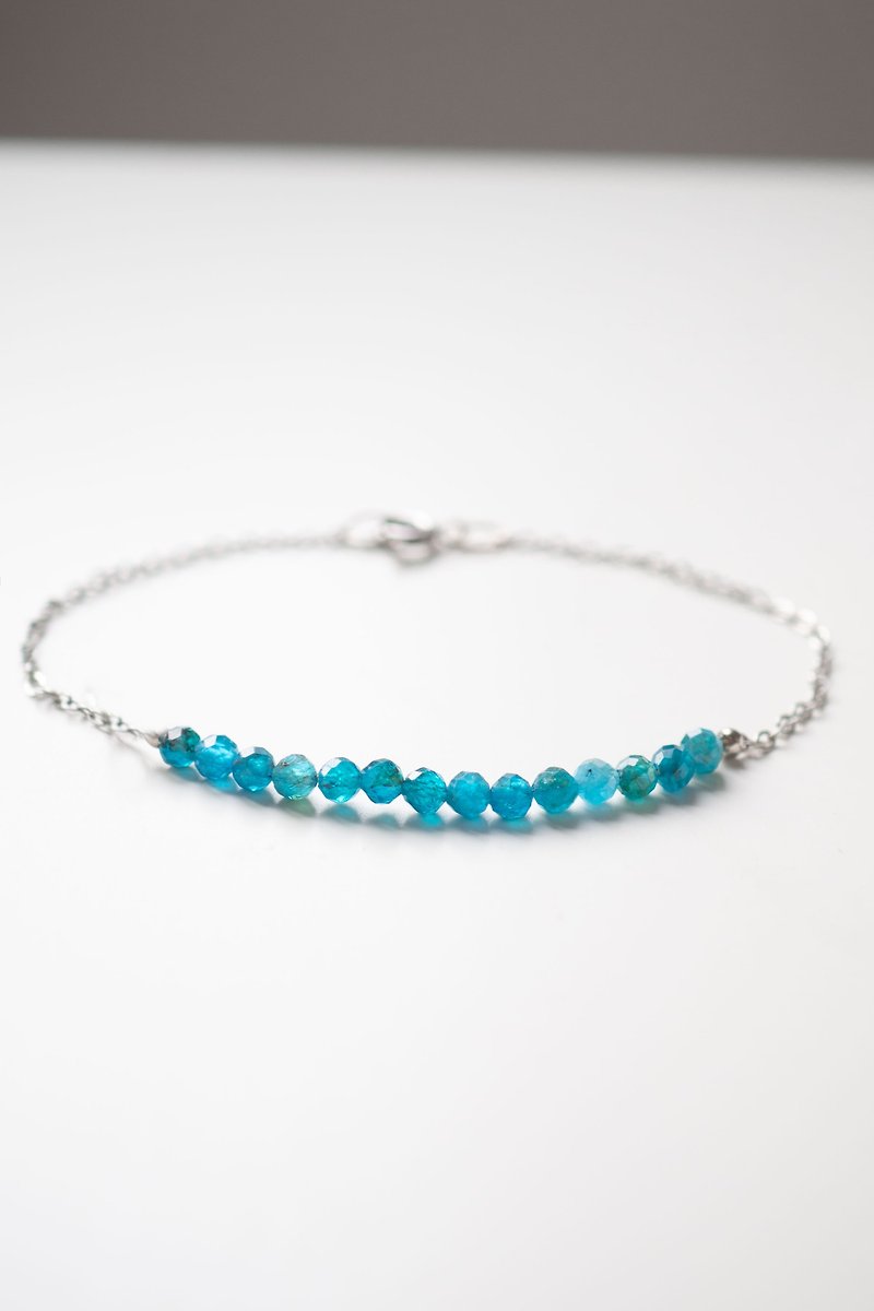 Apatite Bracelet, 925 Silver, Aries gem, Leo stone, Mother Day gift - Bracelets - Gemstone Blue