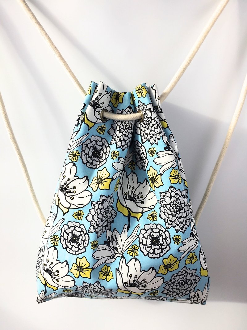 2 in 1 Backpack tote - BP01 - กระเป๋าเป้สะพายหลัง - ผ้าฝ้าย/ผ้าลินิน สีน้ำเงิน