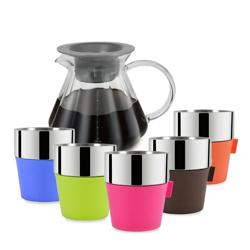 Driver Baroque glass jug + double coffee cup (five random shipments) - Mugs - Plastic Silver