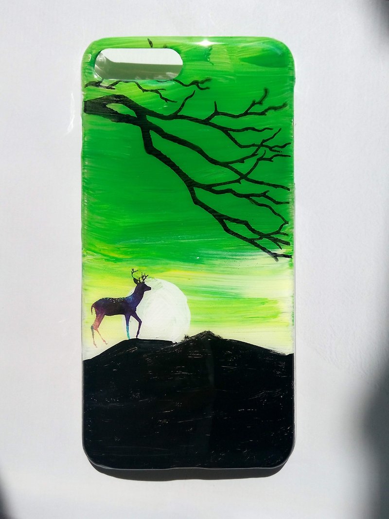 Pressed flower phone case, iPhone 7 plus, iPhone 8plus, painting - เคส/ซองมือถือ - พลาสติก สีเขียว
