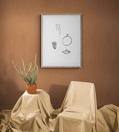ccyartwork 黑白簡約線條抽象佈置海報-來喝茶/居家佈置/裝飾/禮物