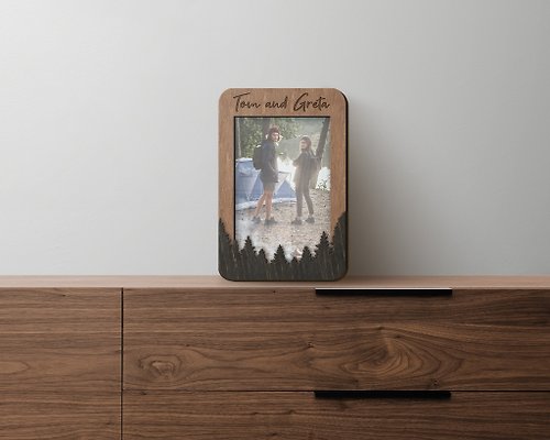 Mr.Carpenter Store Personalized forest photo frame Forest outline wall decor Vertical 13x18cm frame