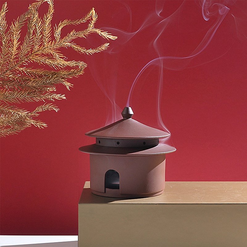 [Palace] Fragrant version of purple sand creative incense burner ceramic sandalwood trumpet antique incense burner home living room - Fragrances - Other Materials 