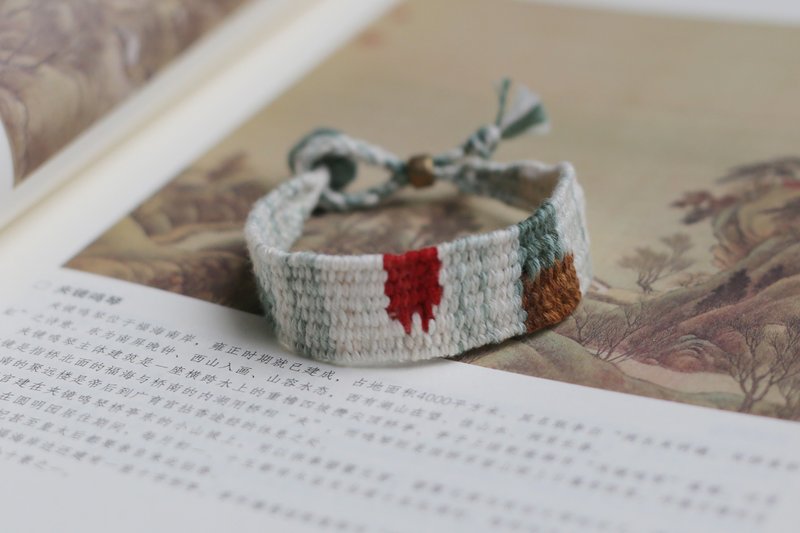 NO.8 Original All-Handmade & Plant-Dyed | Cloud Dwelling | Hand-Dyed Cotton Thread Woven Bracelet | Artistic - สร้อยข้อมือ - ผ้าฝ้าย/ผ้าลินิน หลากหลายสี