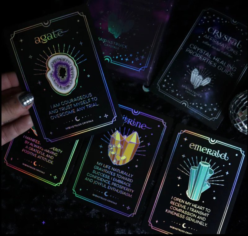 Crystal Affirmations Card Deck - Silver Aura Edition - Board Games & Toys - Paper 