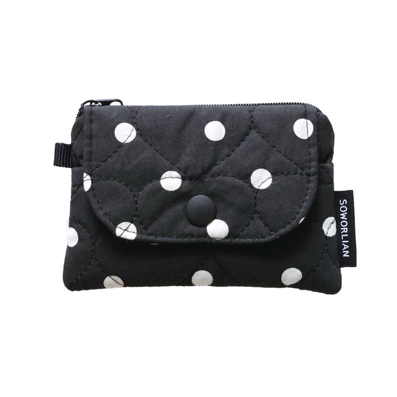Soworlian_Multi Card Wallet / Dot Black - 皮夾/長短夾/錢包 - 棉．麻 黑色
