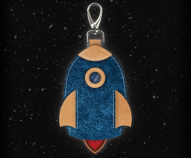 Astronaut blue planet rocket space Keychain Keyring