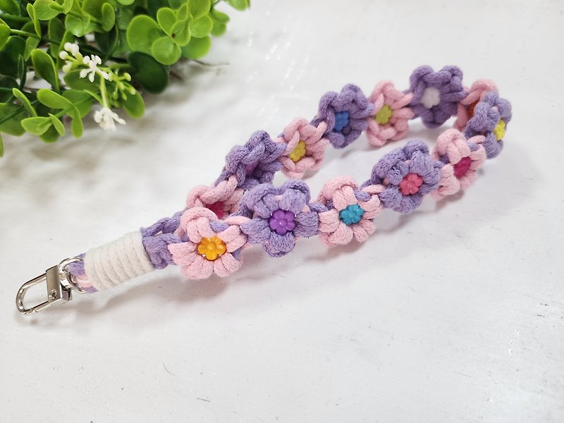 FSH design. Princess color five-petal flower braided wrist phone strap - Lanyards & Straps - Cotton & Hemp Multicolor