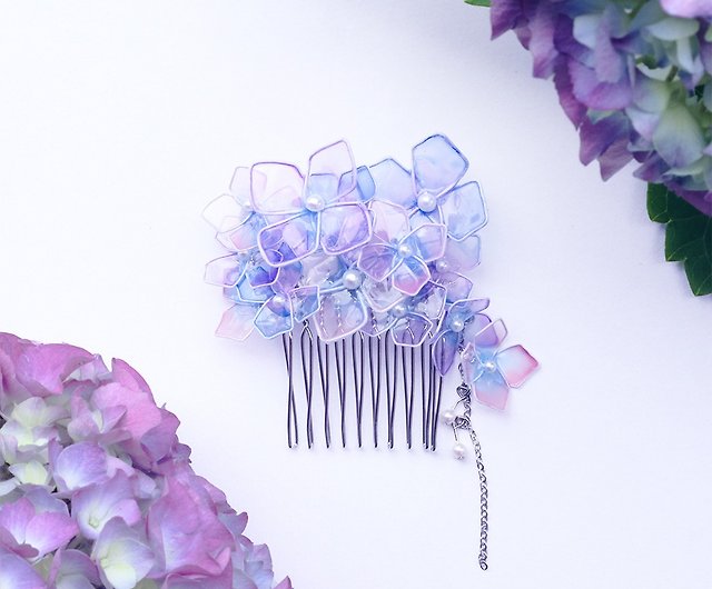 紫陽花髪飾り ショップ 樹脂の女 ヘアアクセサリー Pinkoi