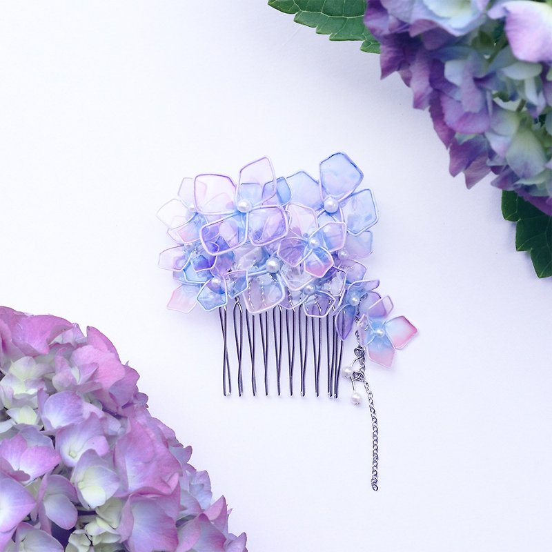 紫陽花髪飾り - ヘアアクセサリー - その他の素材 パープル