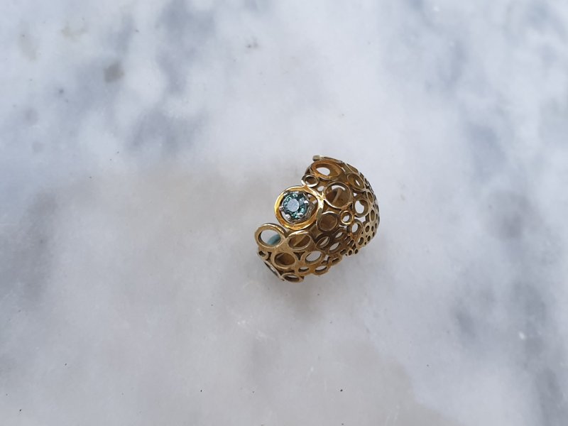 Oˋre Jewelry_設計師款_銅系列_黃銅_Copper_彩色藍寶石_戒指 - 戒指 - 寶石 