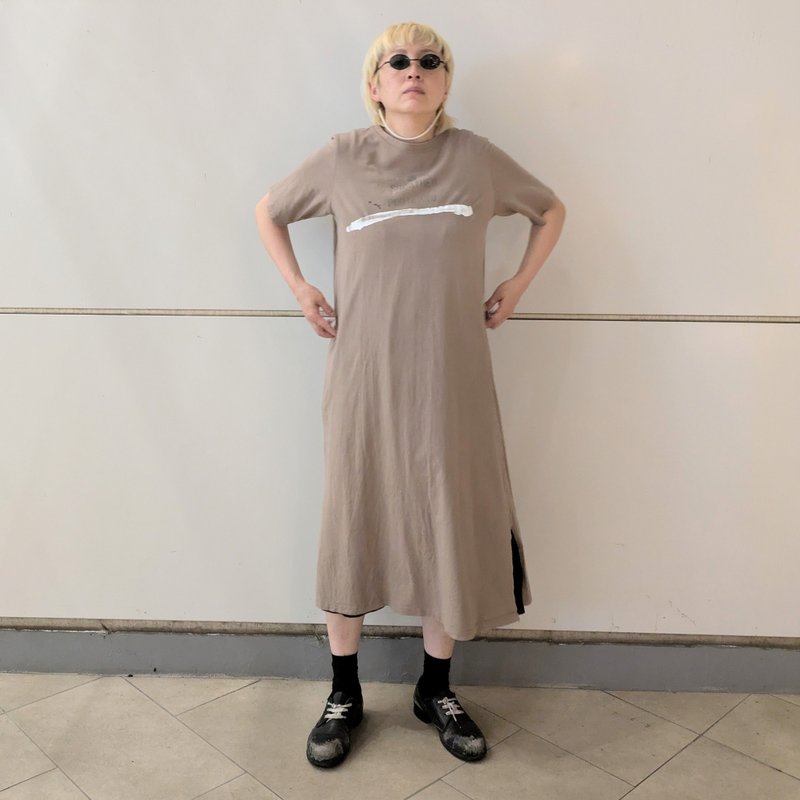 【drip】painted cutsaw one-piece - 洋裝/連身裙 - 棉．麻 