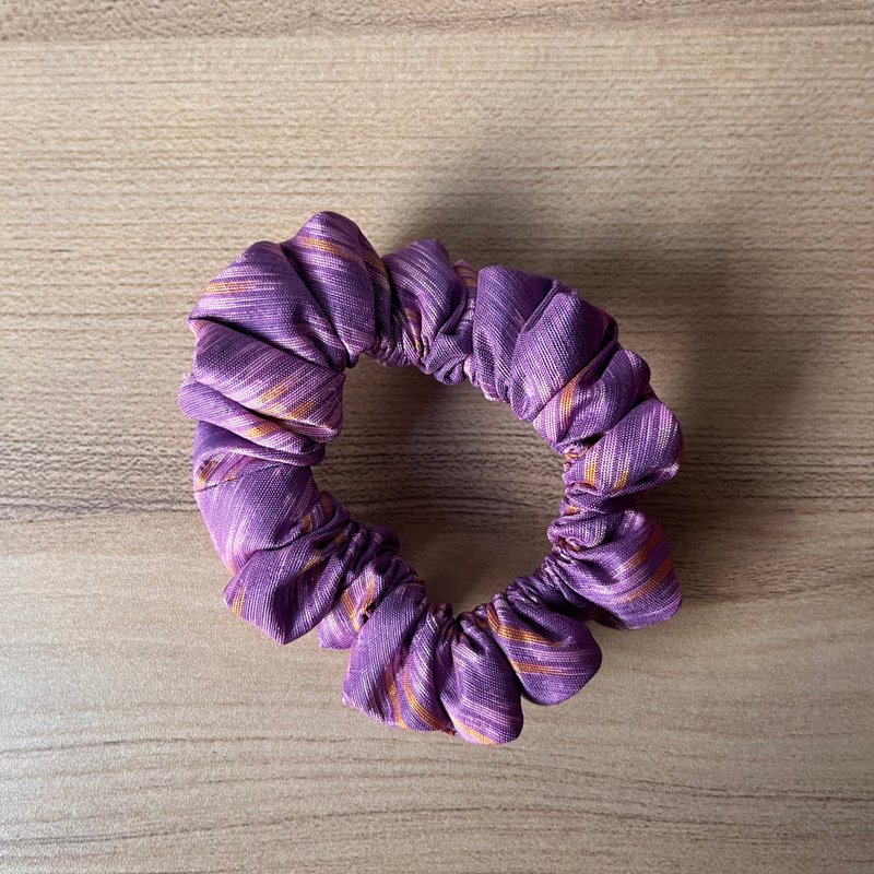 Hair tie donut, diagonal pattern, purple - Hair Accessories - Silk Purple