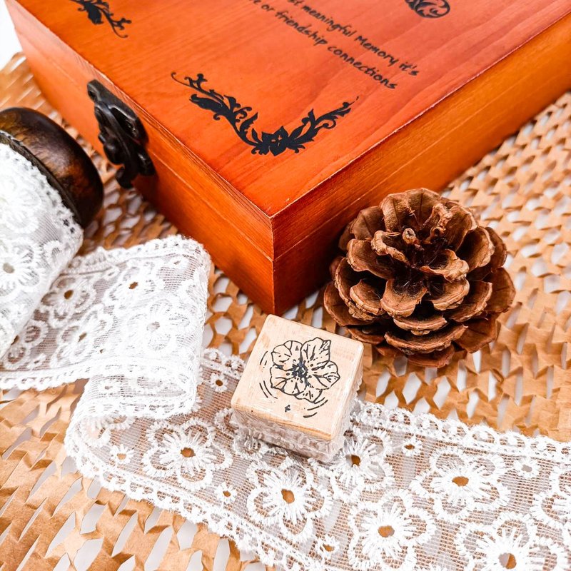 3E118_花系列M/ Flower series.M/櫸木印章 Wood Rubber Stamp - ตราปั๊ม/สแตมป์/หมึก - ไม้ สีกากี