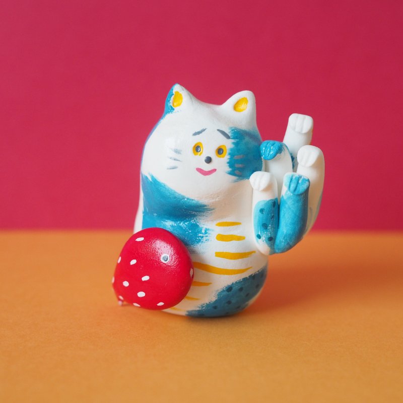 Happy cat - 公仔/玩偶 - 黏土 白色