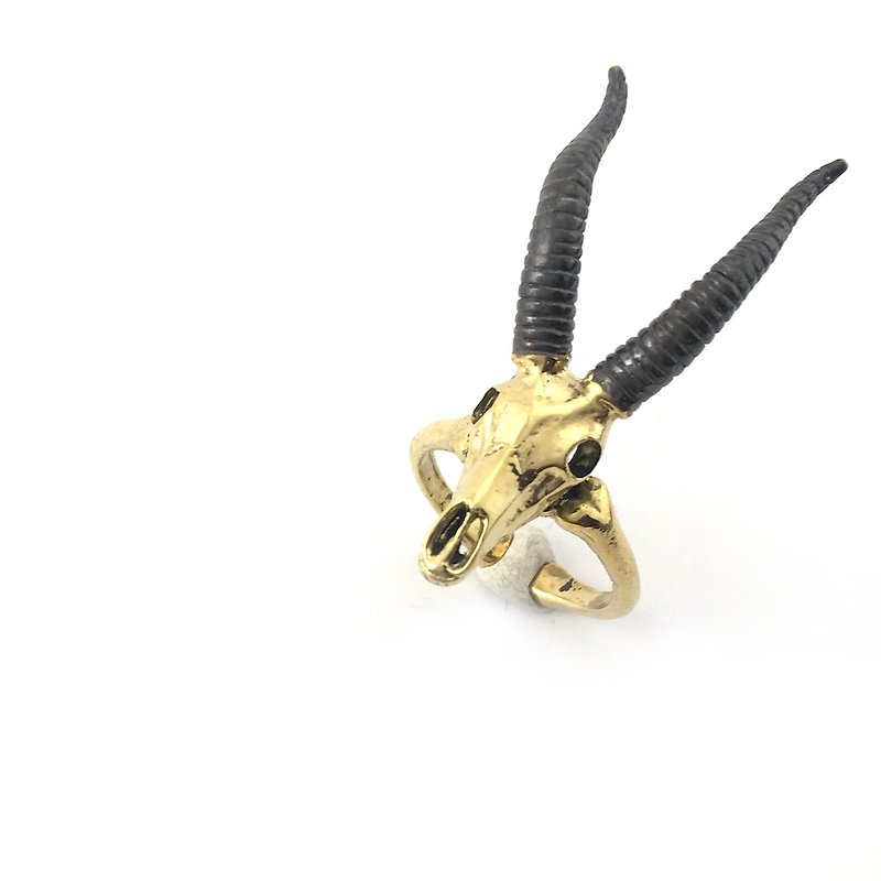 Zodiac Sea-Goat skull ring is for Capricorn in Brass and oxidized antique color ,Rocker jewelry ,Skull jewelry,Biker jewelry - 戒指 - 其他金屬 