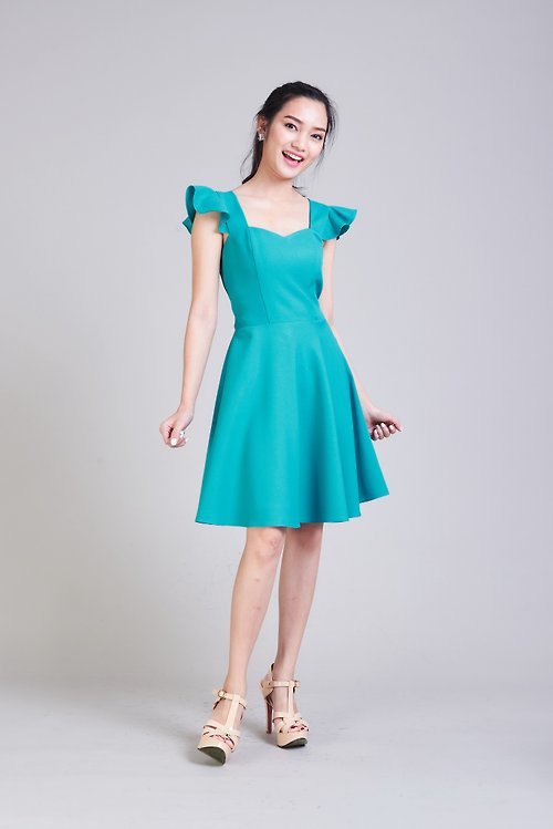 ameliadress Jade Green Dress Ruffle dress Sundress Party Dress Bridesmaid Dress Tea Dress