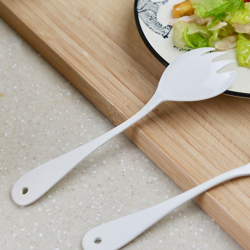 Japanese high mulberry elfin white 珐琅 fork fork-2 - ช้อนส้อม - วัตถุเคลือบ 