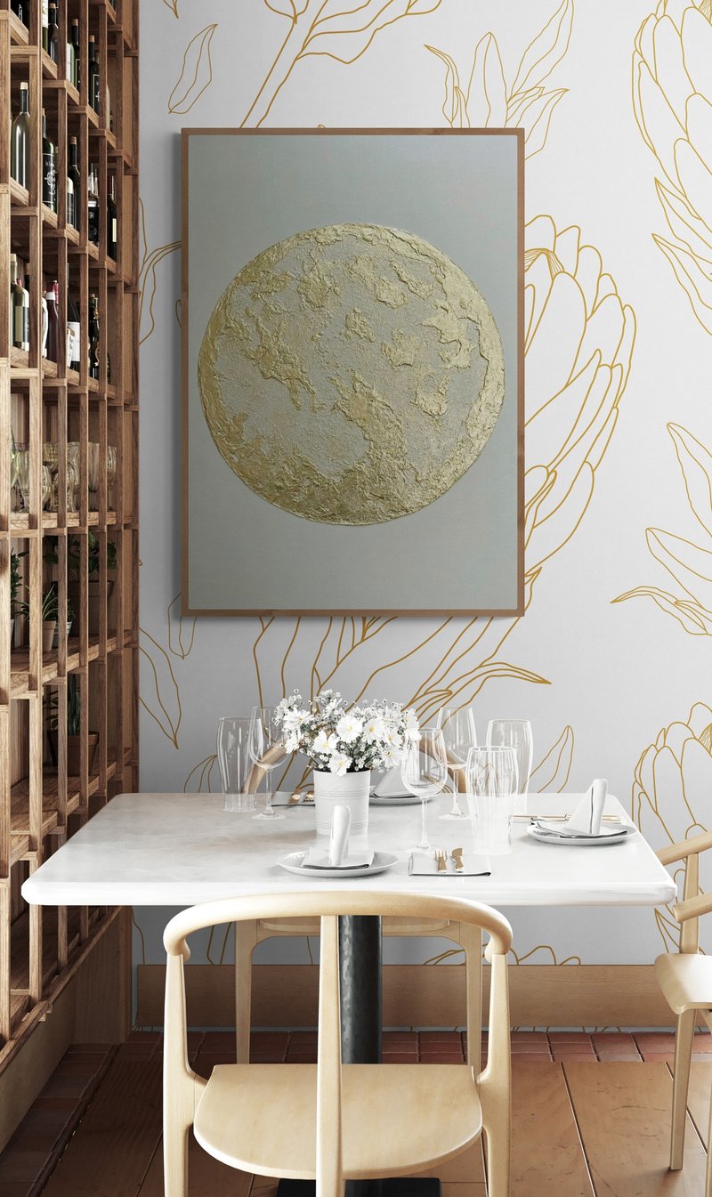 Abstract Gold Leaf Paintings On Canvas Minimalist Art Contemporary Art - Wall Décor - Cotton & Hemp Gold