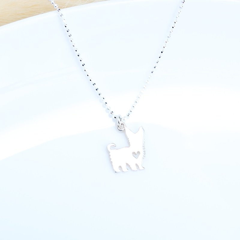 Yorkshire Dog s925 sterling silver necklace Birthday Valentine's Day gift - Necklaces - Sterling Silver Silver