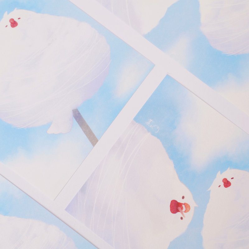 【Bird Postcards】Cotton candy of the bird - Cards & Postcards - Paper Blue