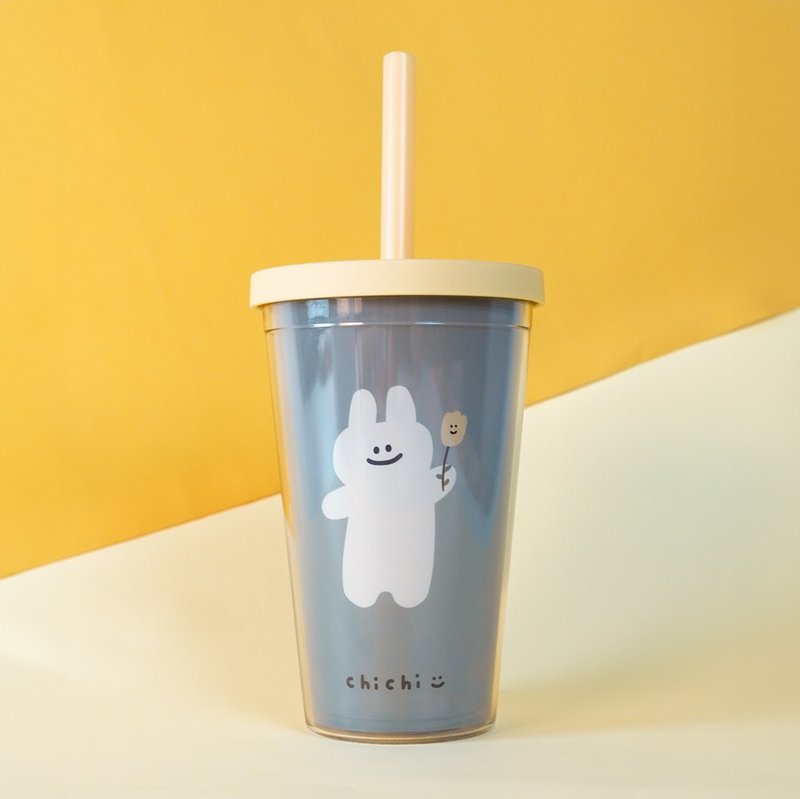 【87 Little Rabbit】Double-layered Cold Water Cup (Flower Style 480ml) - Pitchers - Plastic 