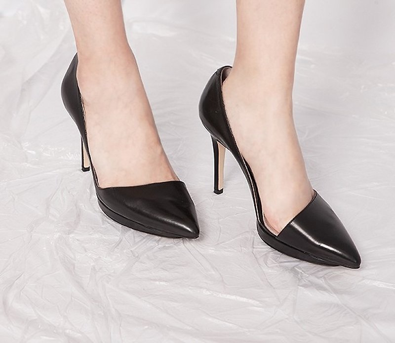 [Show products clear] minimalist fall special bottom leather stiletto heels black - High Heels - Genuine Leather Black